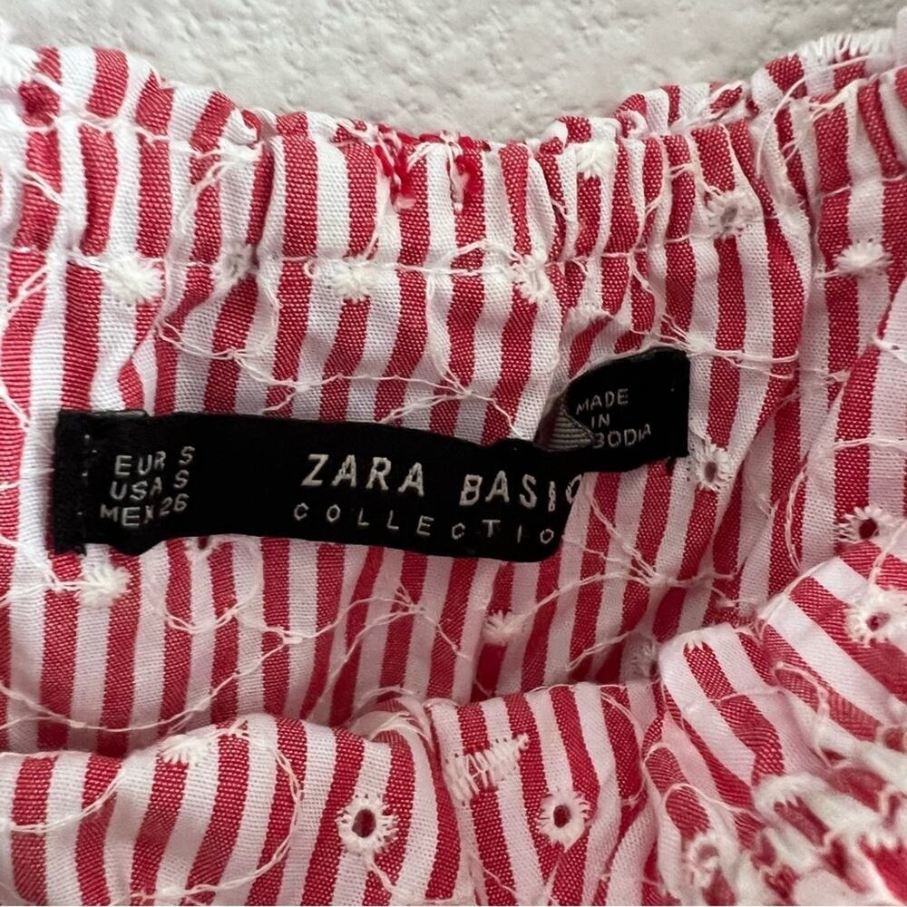 Zara Basic Collection Striped Red White Floral Em… - image 3